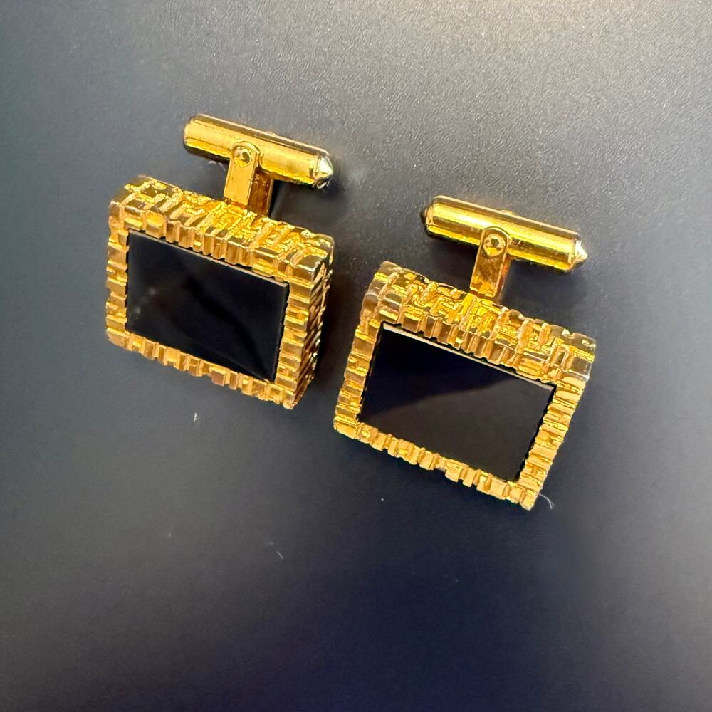 Vintage Destino Chunky Gold Tone Cufflinks - Picture 3 of 8